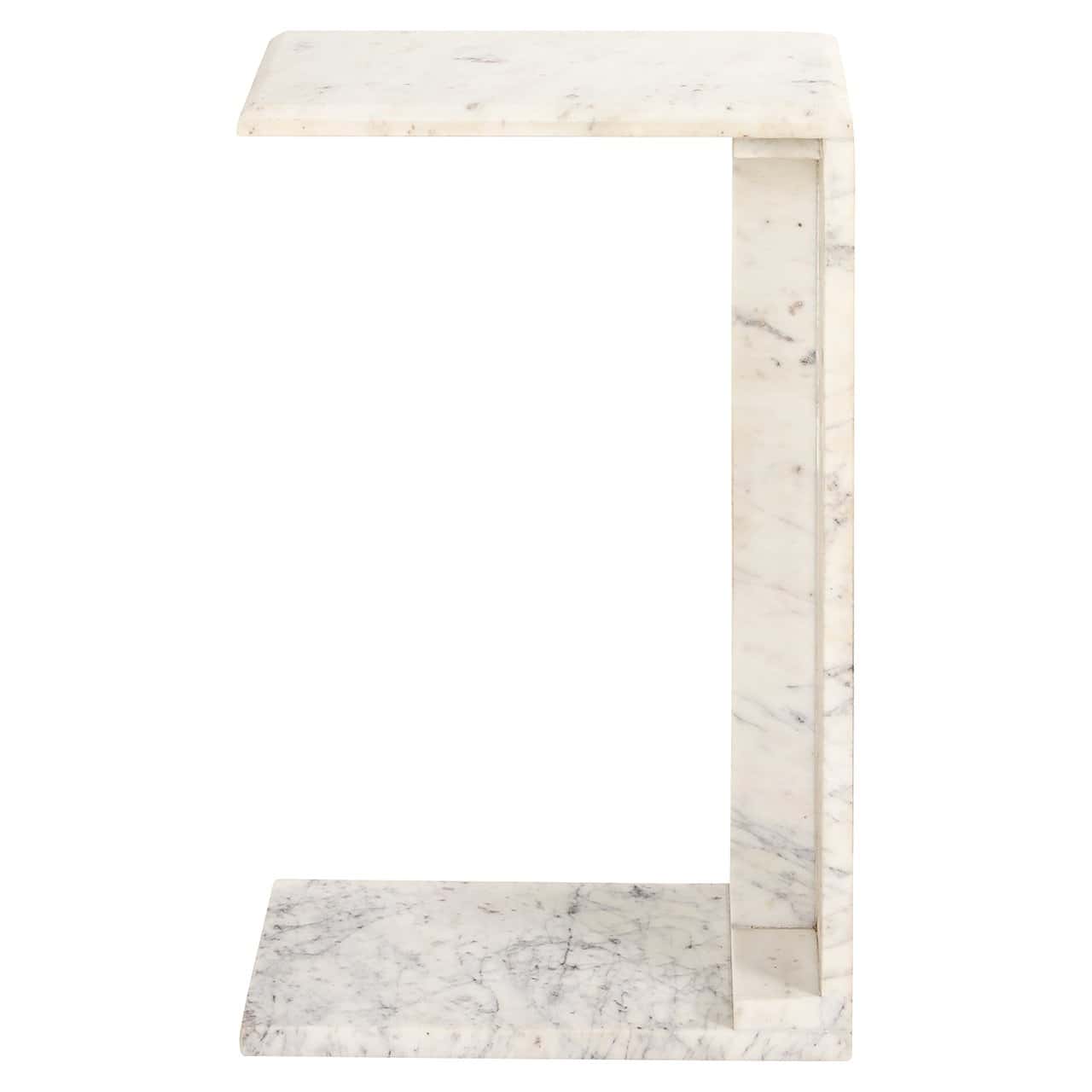 Richmond Interiors Tovek White Marble C Shape Side Table